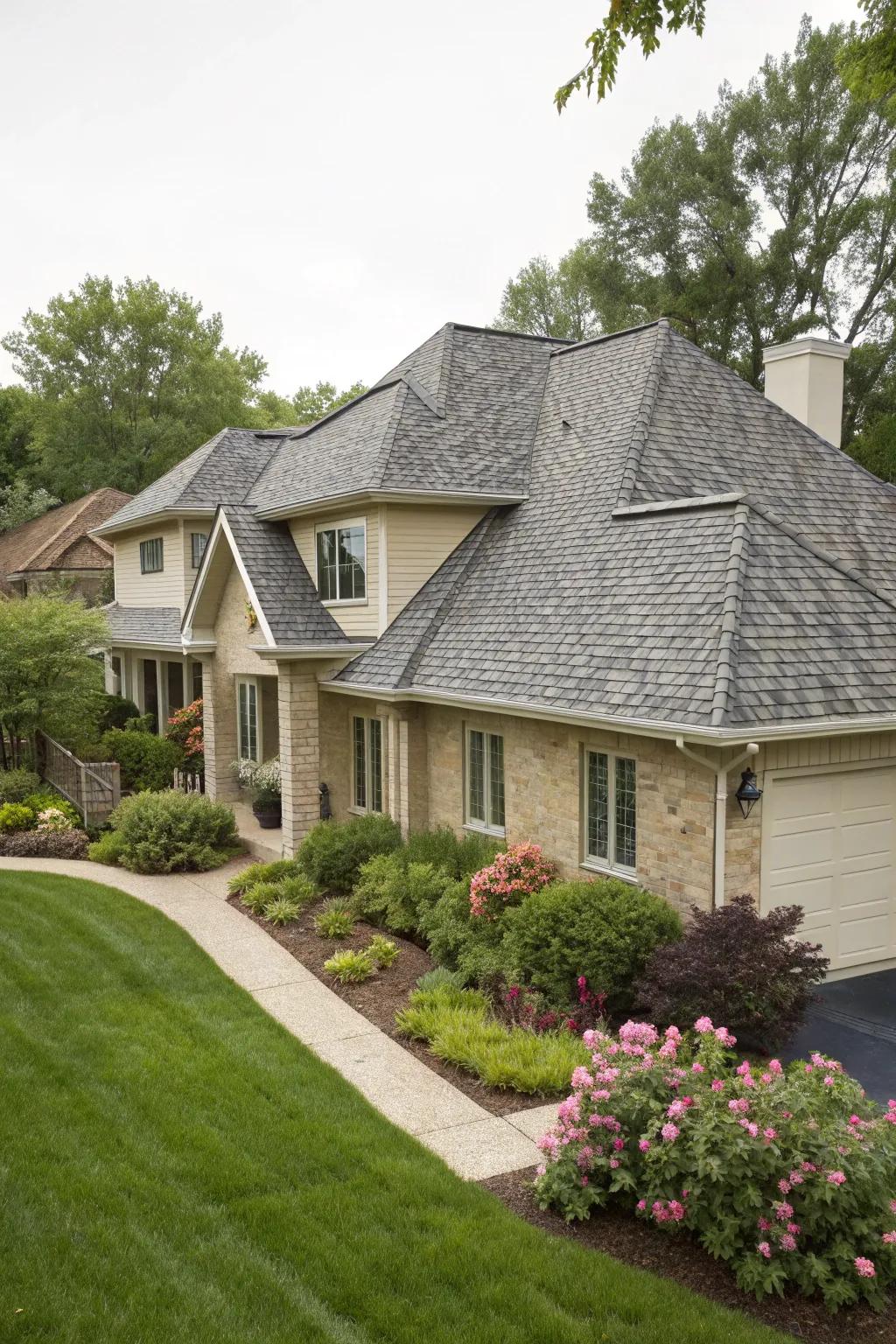 A home with recently placed crafted roof tiles.