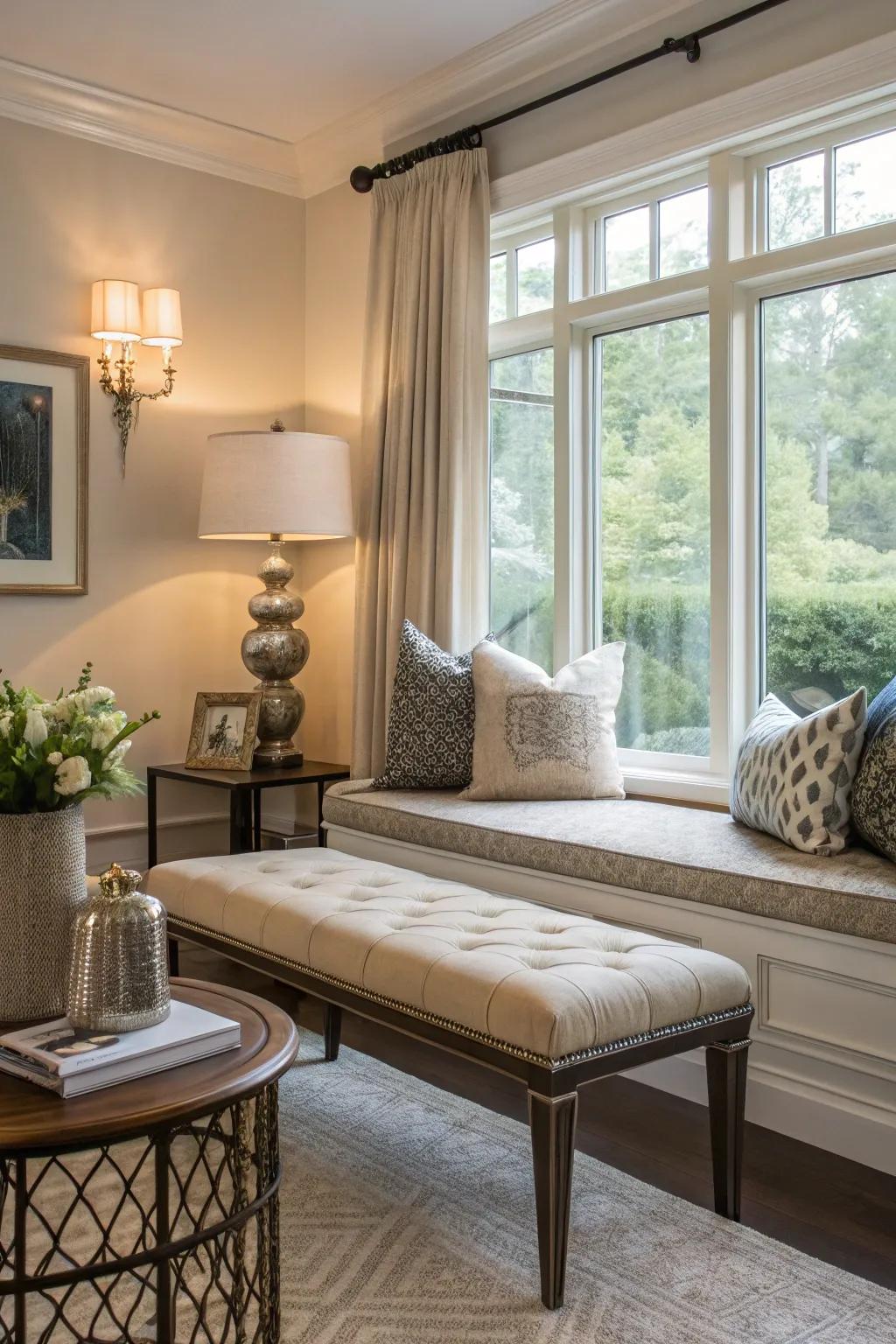 Benches are elegant while giving extra seating options.