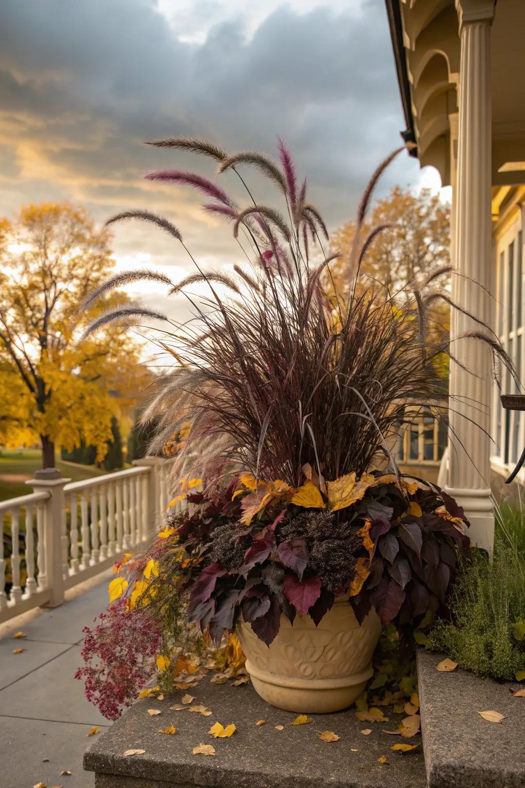Sophisticated purples add depth to fall arrangements.