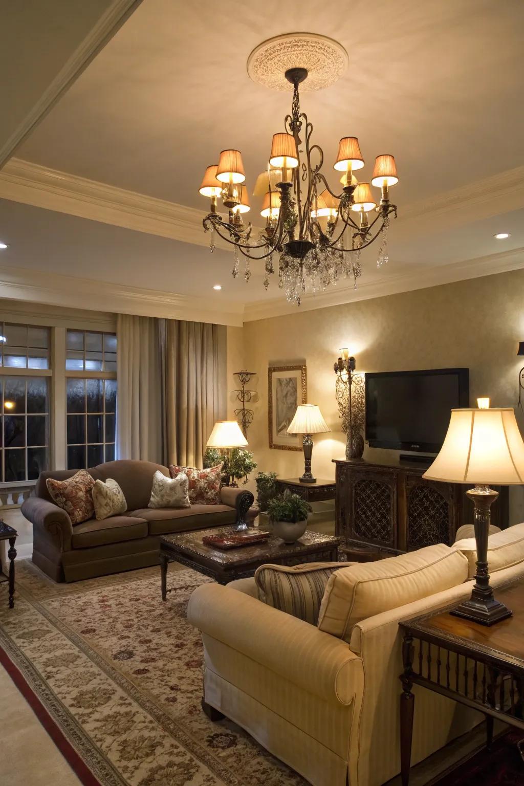 Lighting sets the mood for each room.