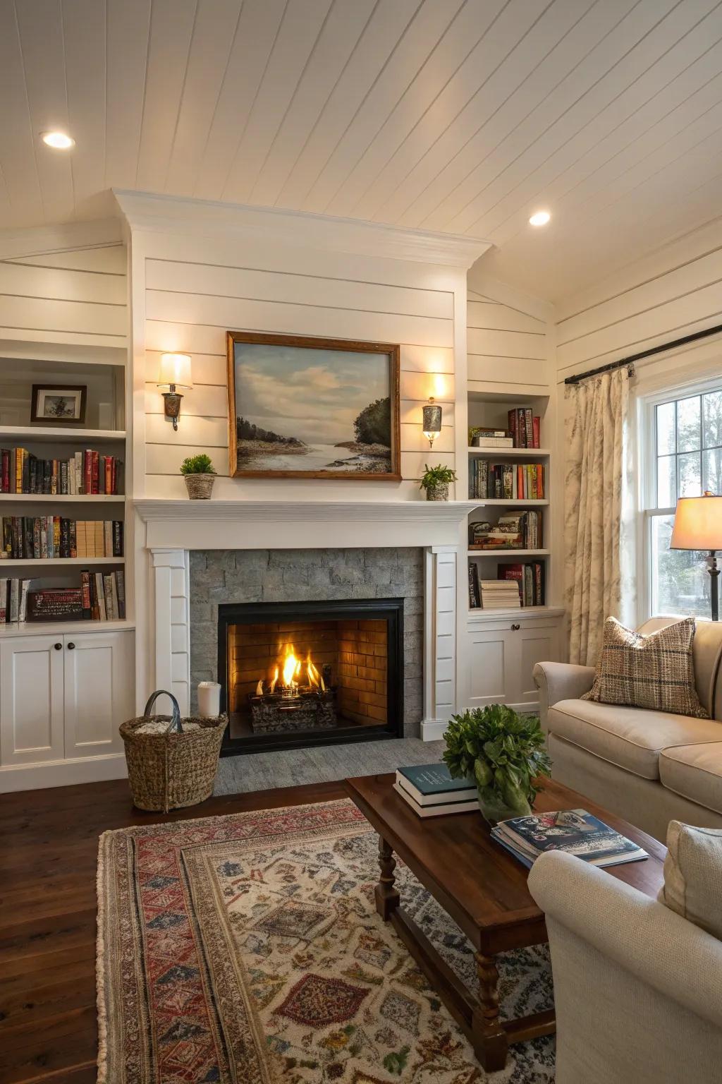 Shiplap paneling offers a classic, farmhouse-style framing option.