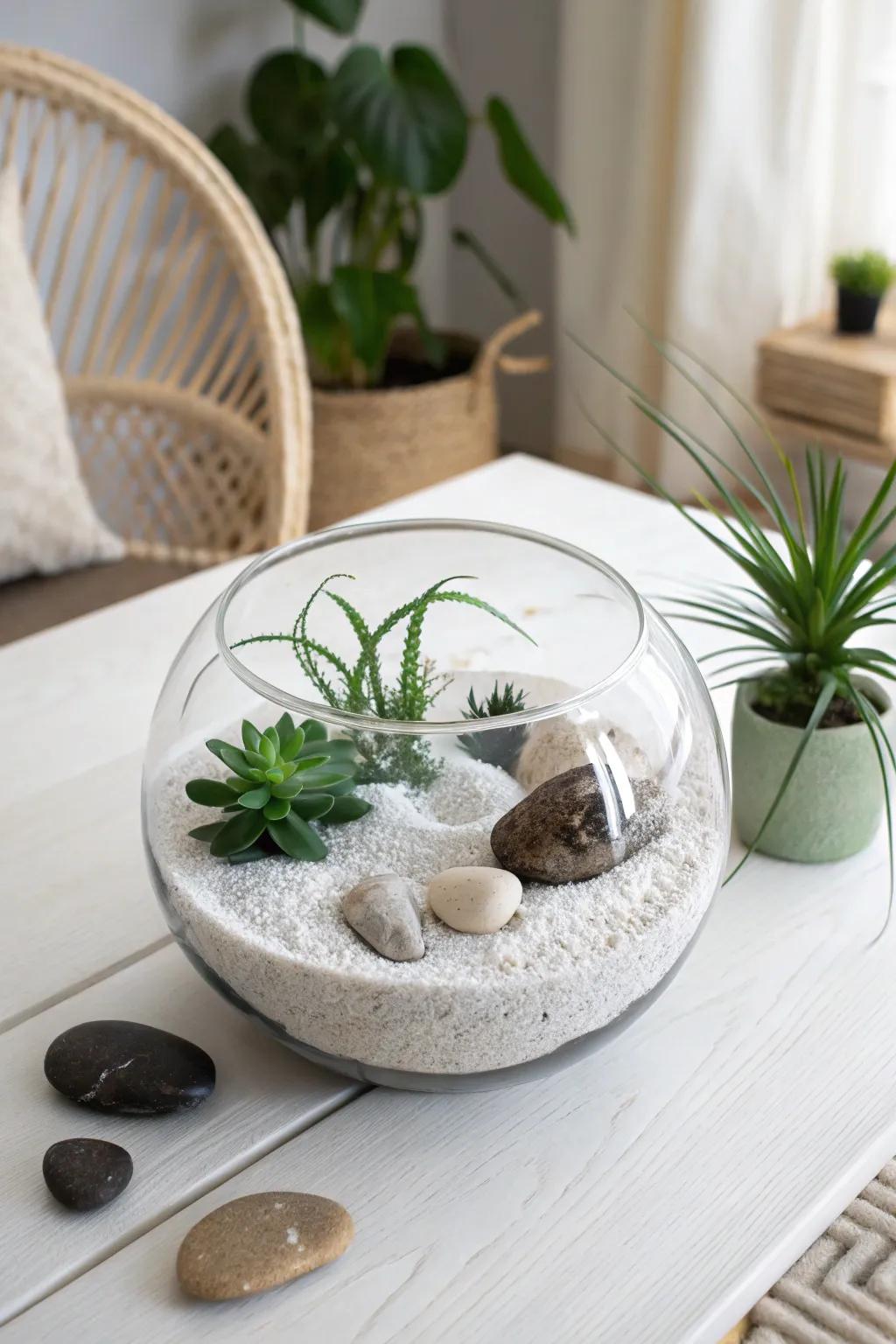 Transform tranquility into art with a zen garden terrarium—where simplicity meets serenity.