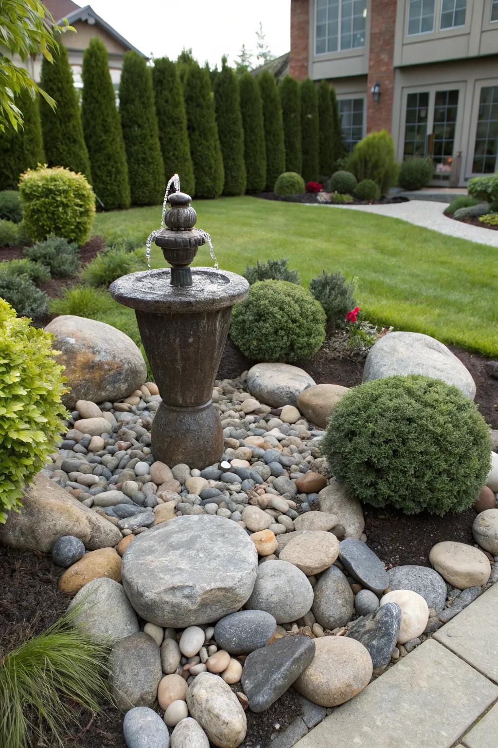 River rocks make garden decor exceptionally appealing.