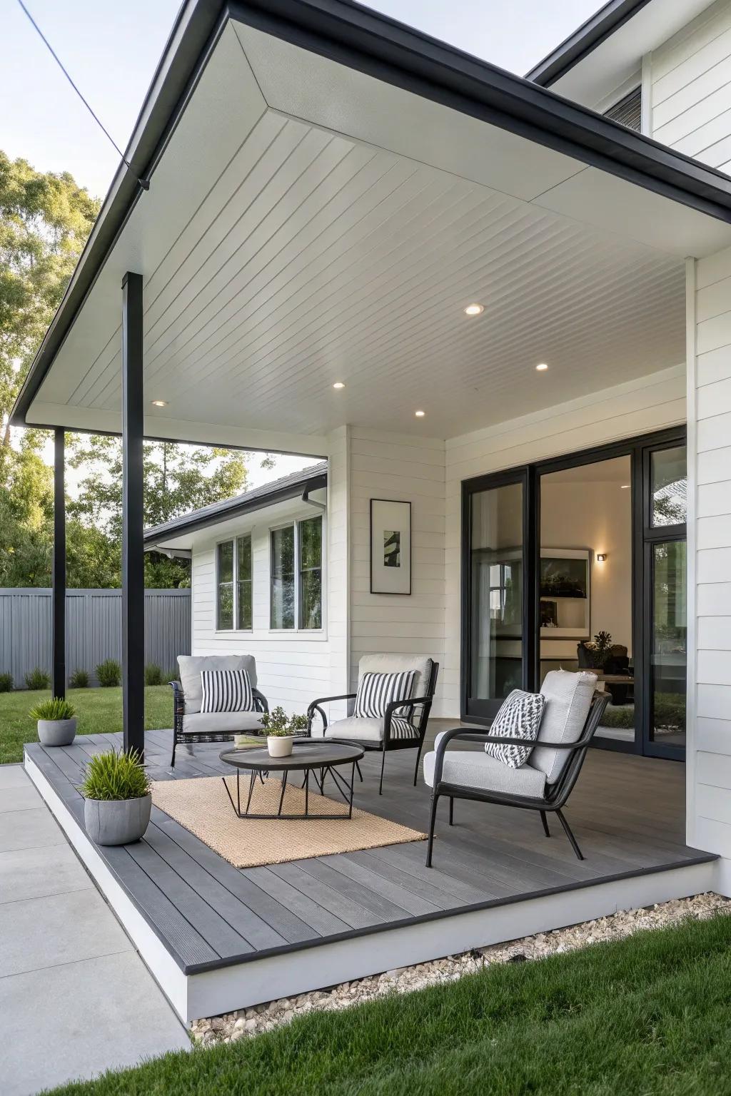 A flat roof complements a modern aesthetic.