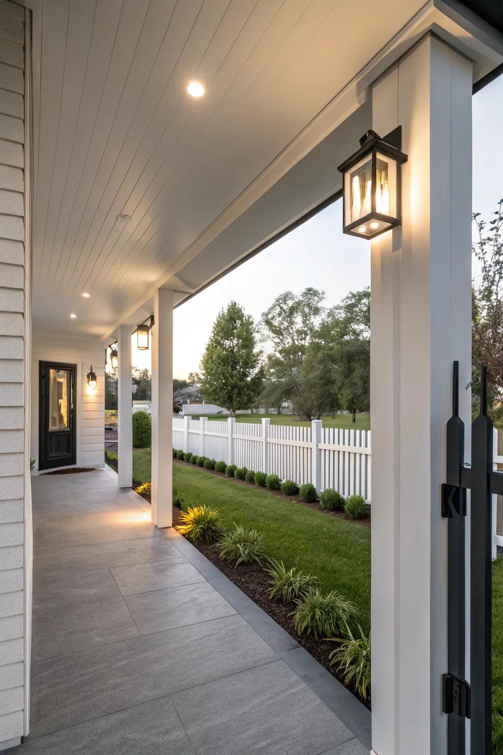 Modern touches enhance a porch's aesthetic.