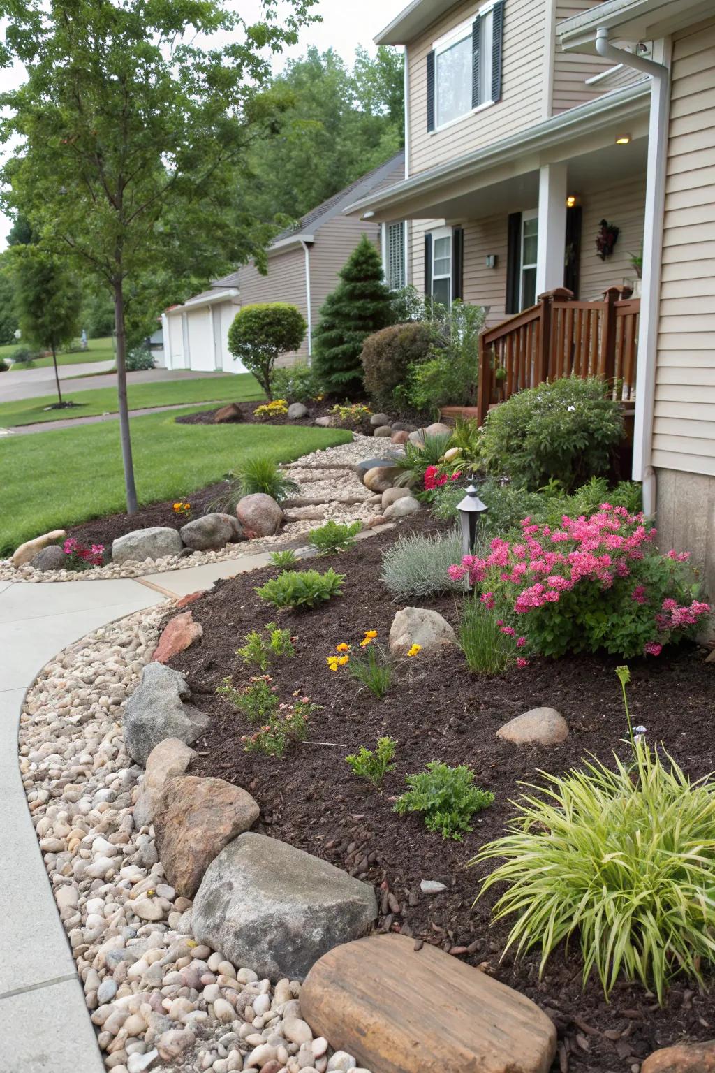 Ground cover introduces texture and contrast to rock landscapes.