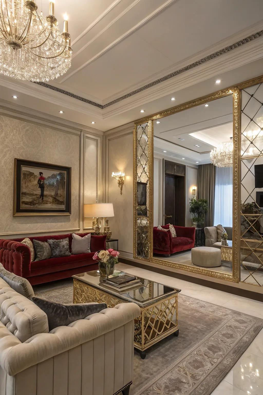 Bring a touch of glamour with a stunning mirrored wall.