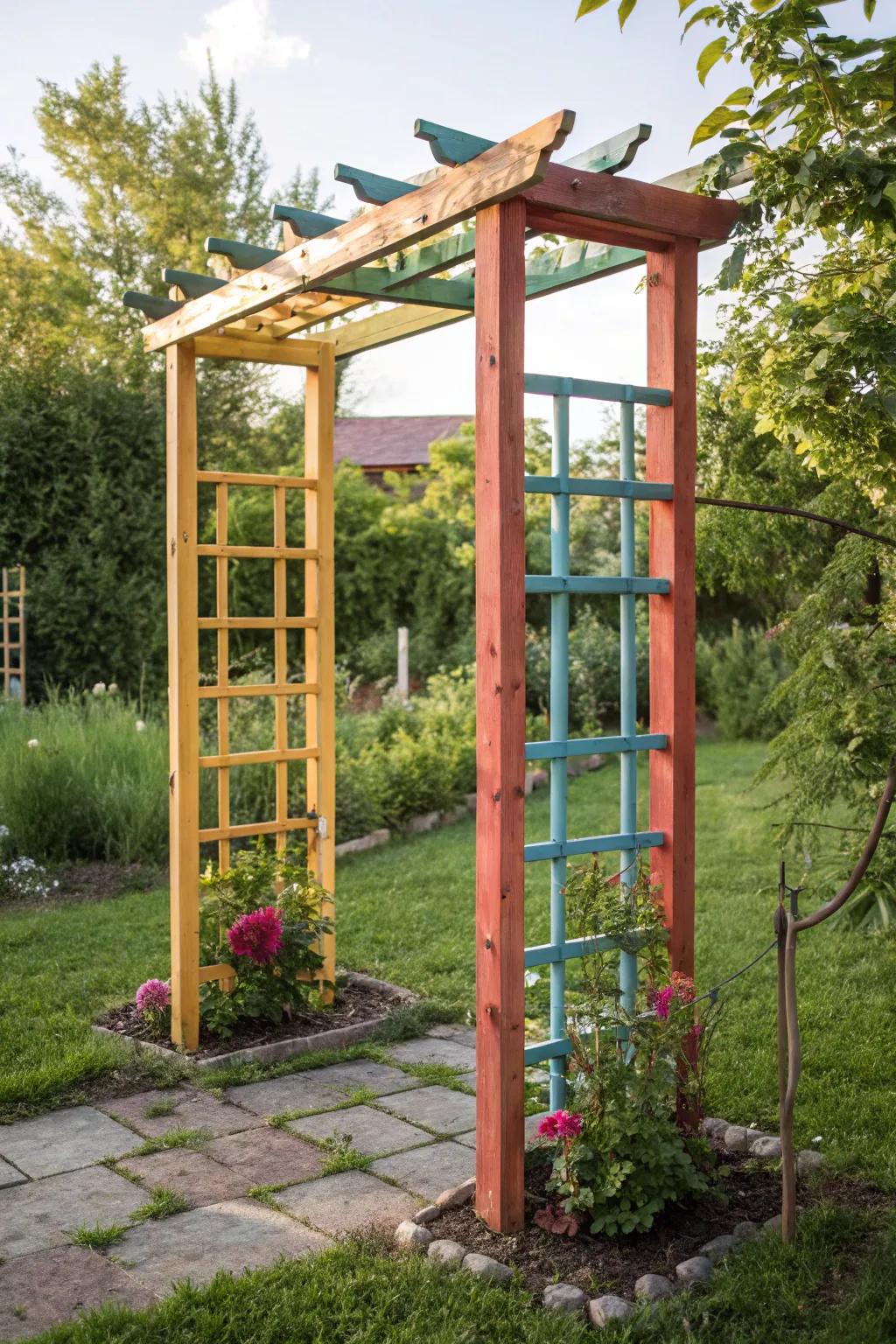 Transform your garden with a vibrant, handcrafted trellis that marries Scandinavian minimalism with boho flair.
