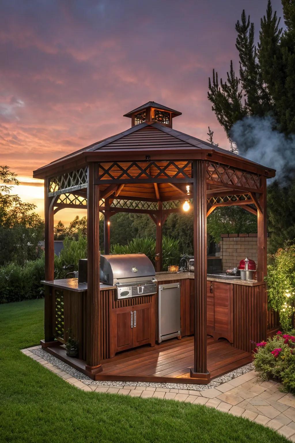 Elevate your BBQ experience with a masterfully crafted hexagonal haven.