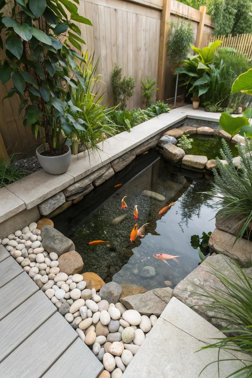 Transform any space into a serene oasis with a stunning goldfish pond. Perfect for adding a touch of natural beauty to your garden.