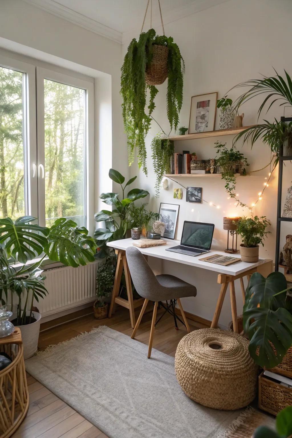 Nature’s touch: plants for a peaceful office.