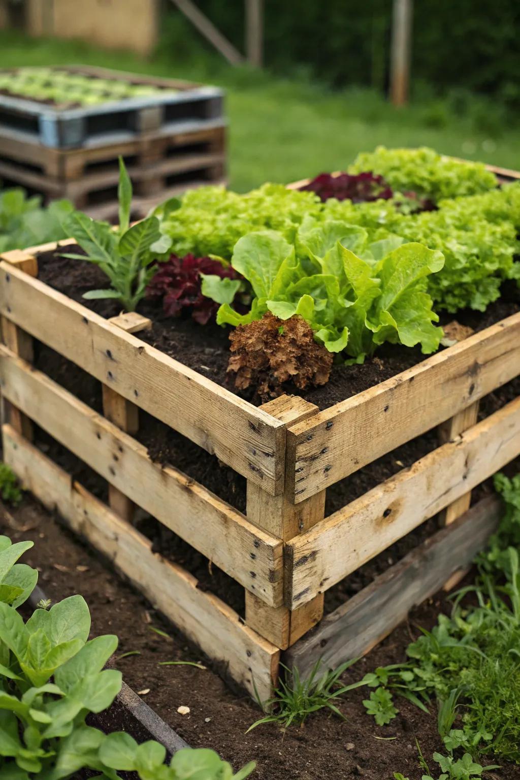 Elevate your gardening game with a handcrafted pallet vegetable patch—where style meets sustainability!
