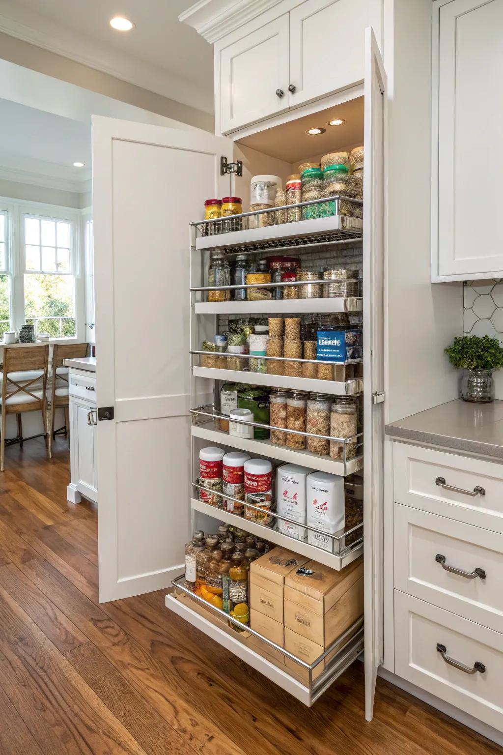 Sliding shelves put your pantry within reach.