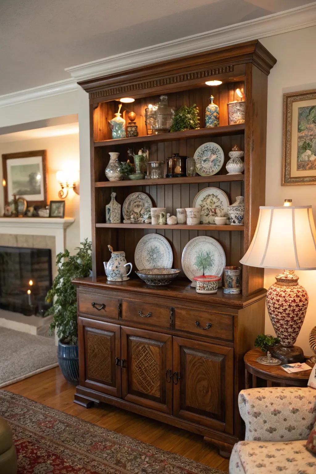 Show off your collections with a stylish hutch top display.
