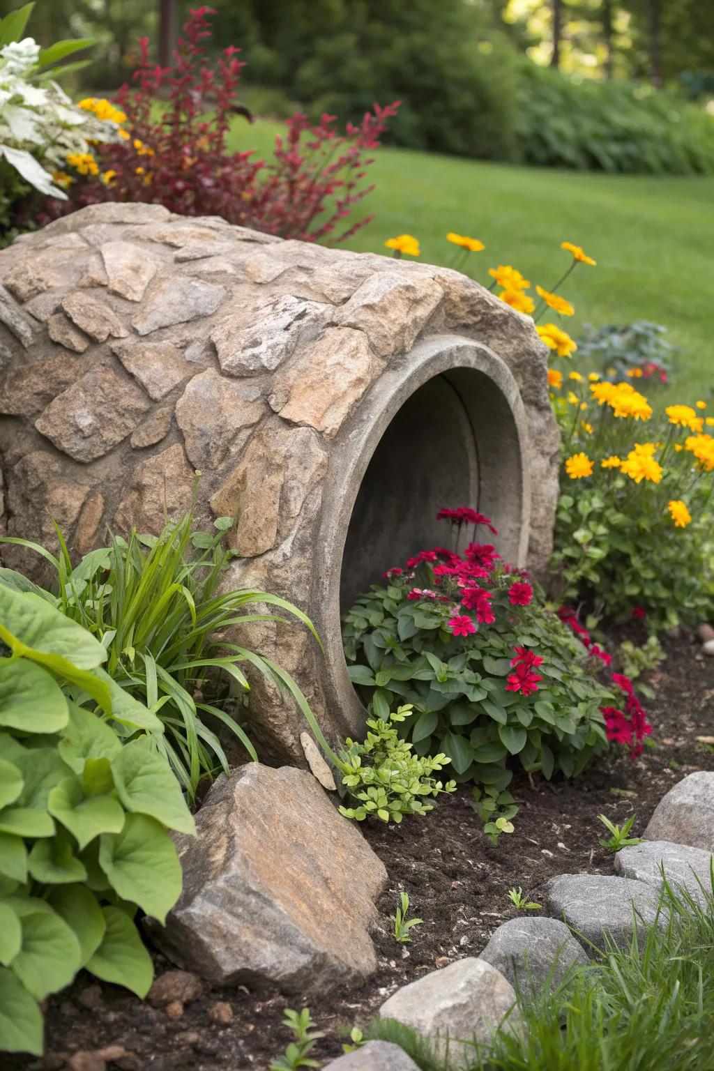Transform your garden with the art of disguise: Faux rocks that blend sophistication and nature.