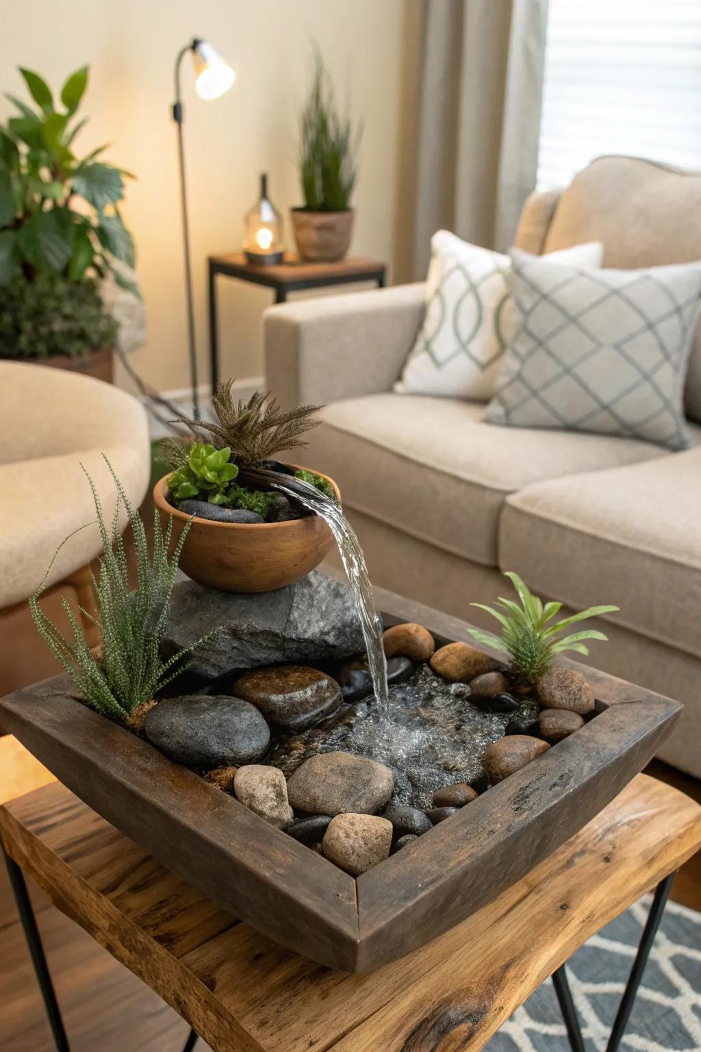 A water feature adds tranquility and a natural vibe to any space.