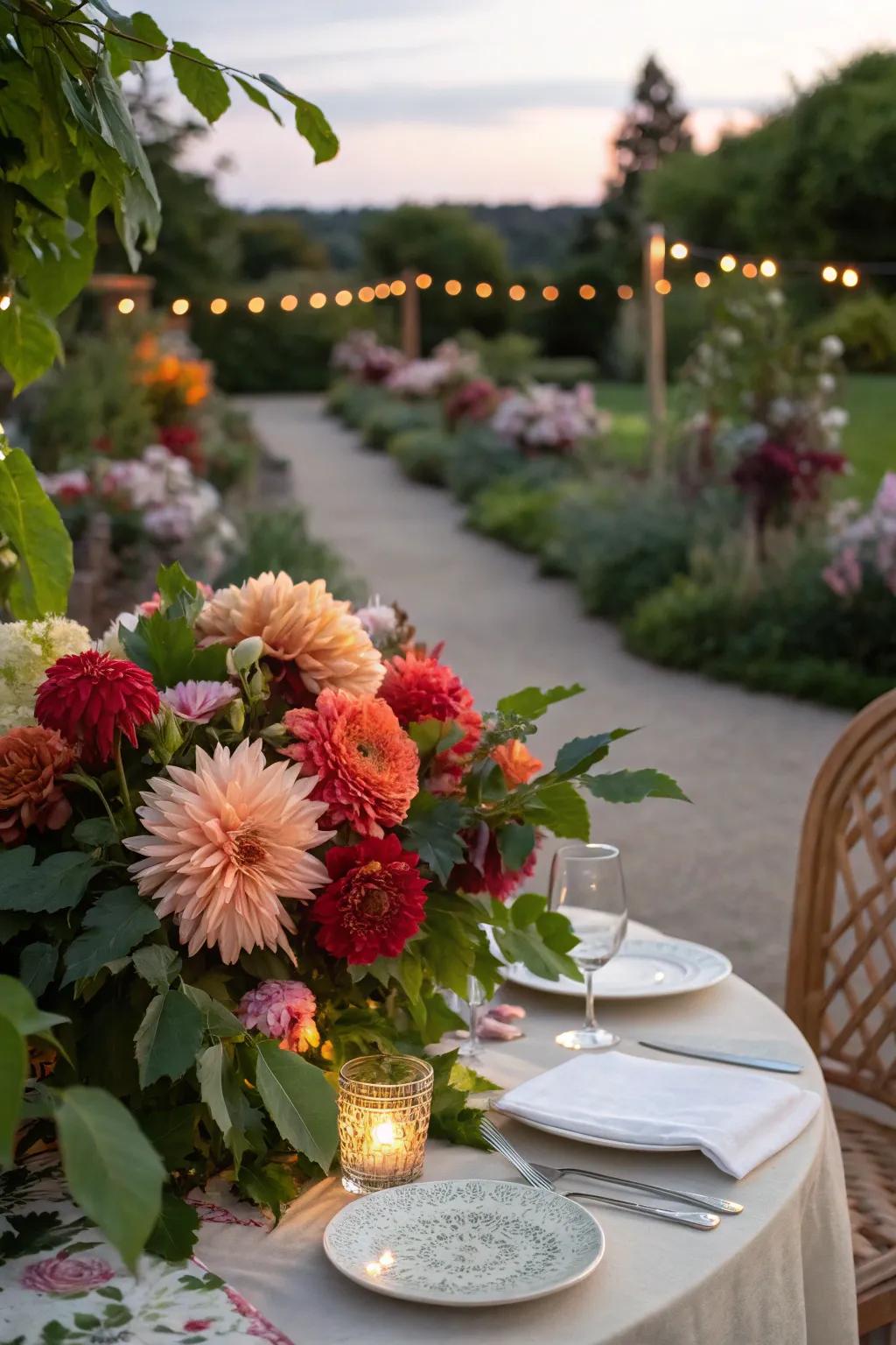 Dahlias make a stunning statement for alfresco dining.