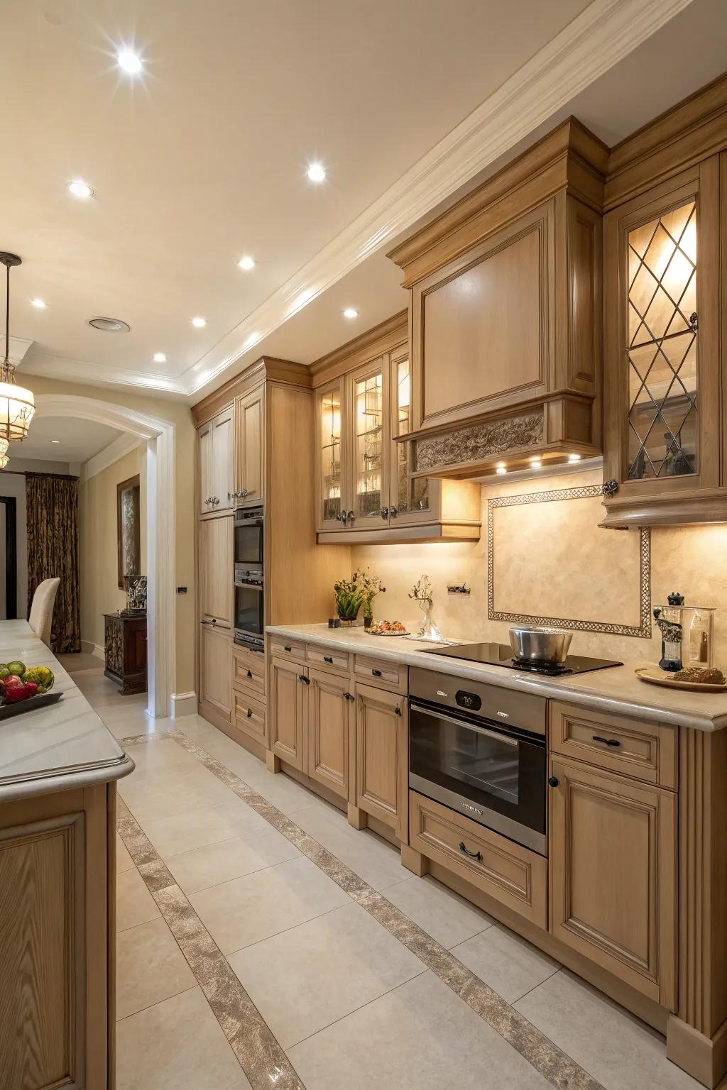 Warm neutrals contribute to an inviting and sophisticated kitchen environment.