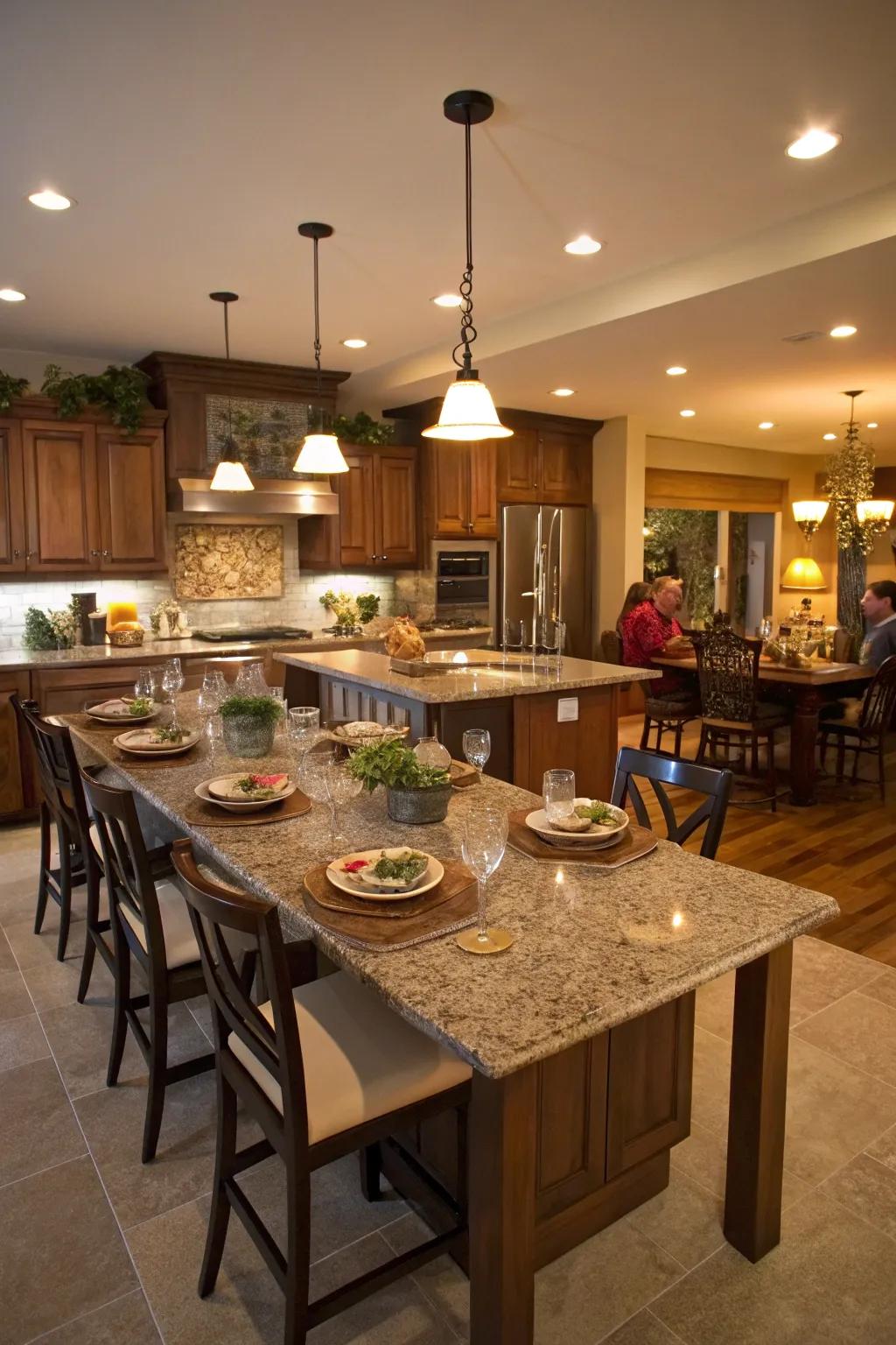 A kitchen island that doubles as a social hub for gatherings.