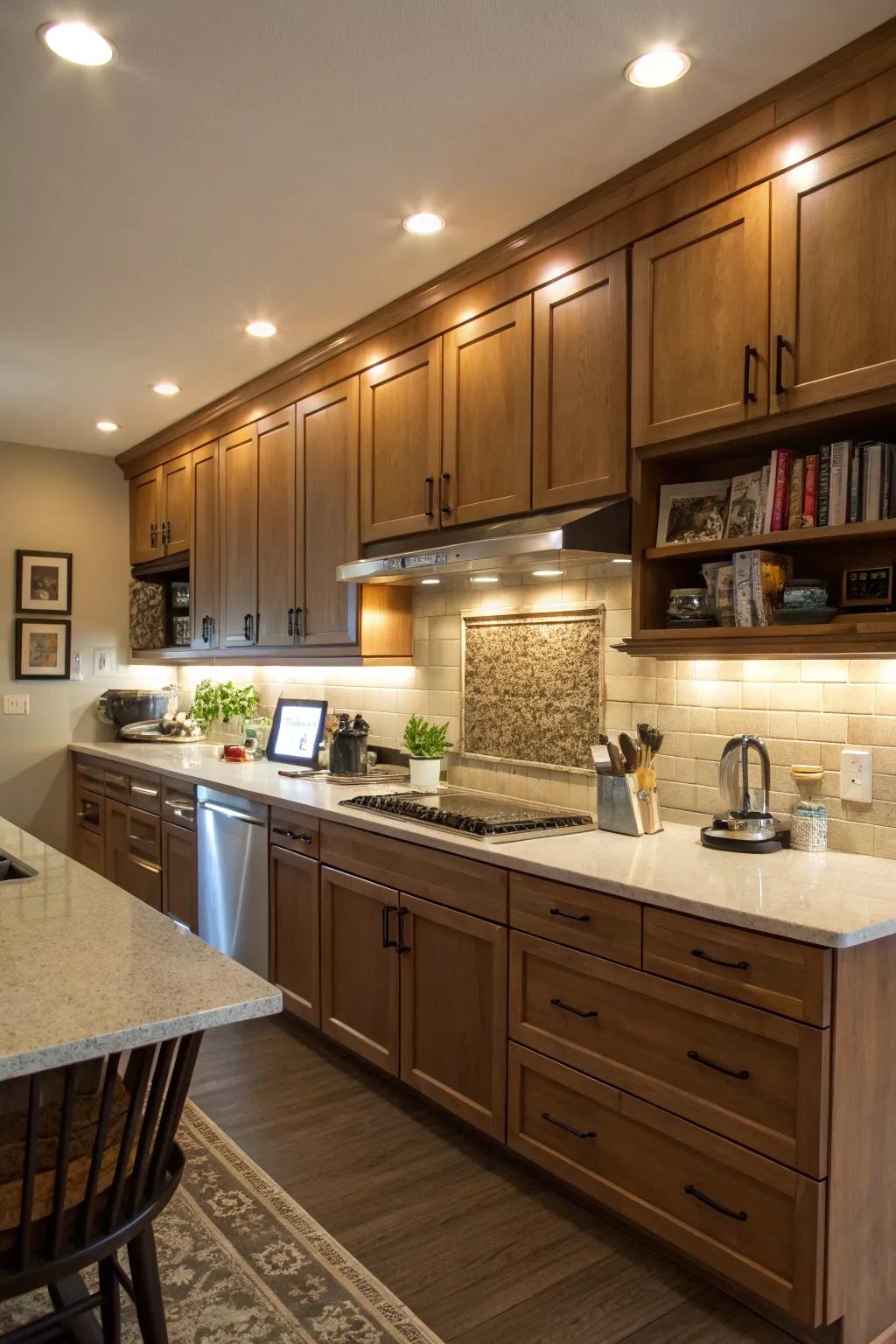 Practical illumination in bulkheads assures practicality and efficiency.