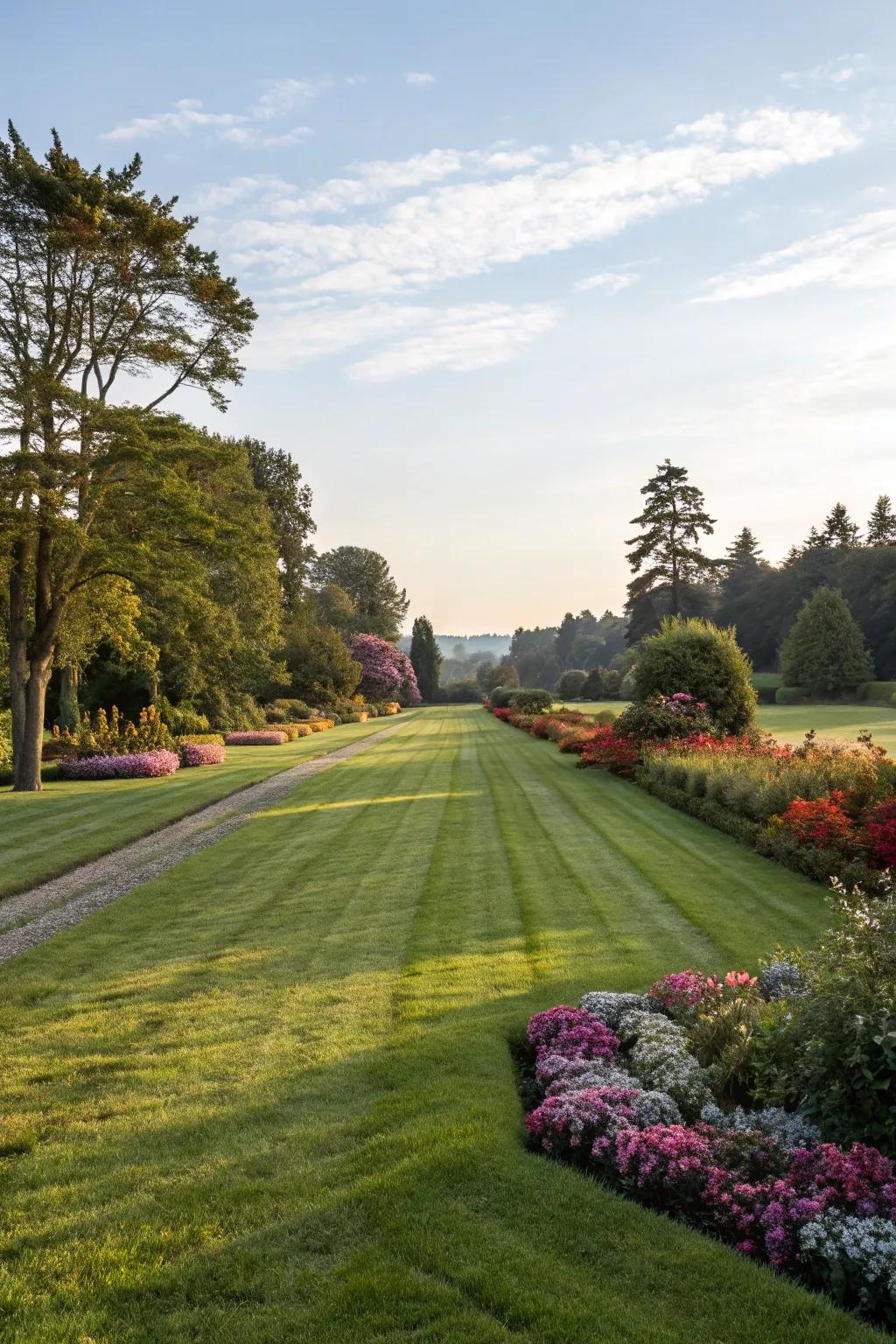 An expansive lawn perfect for relaxation and play.