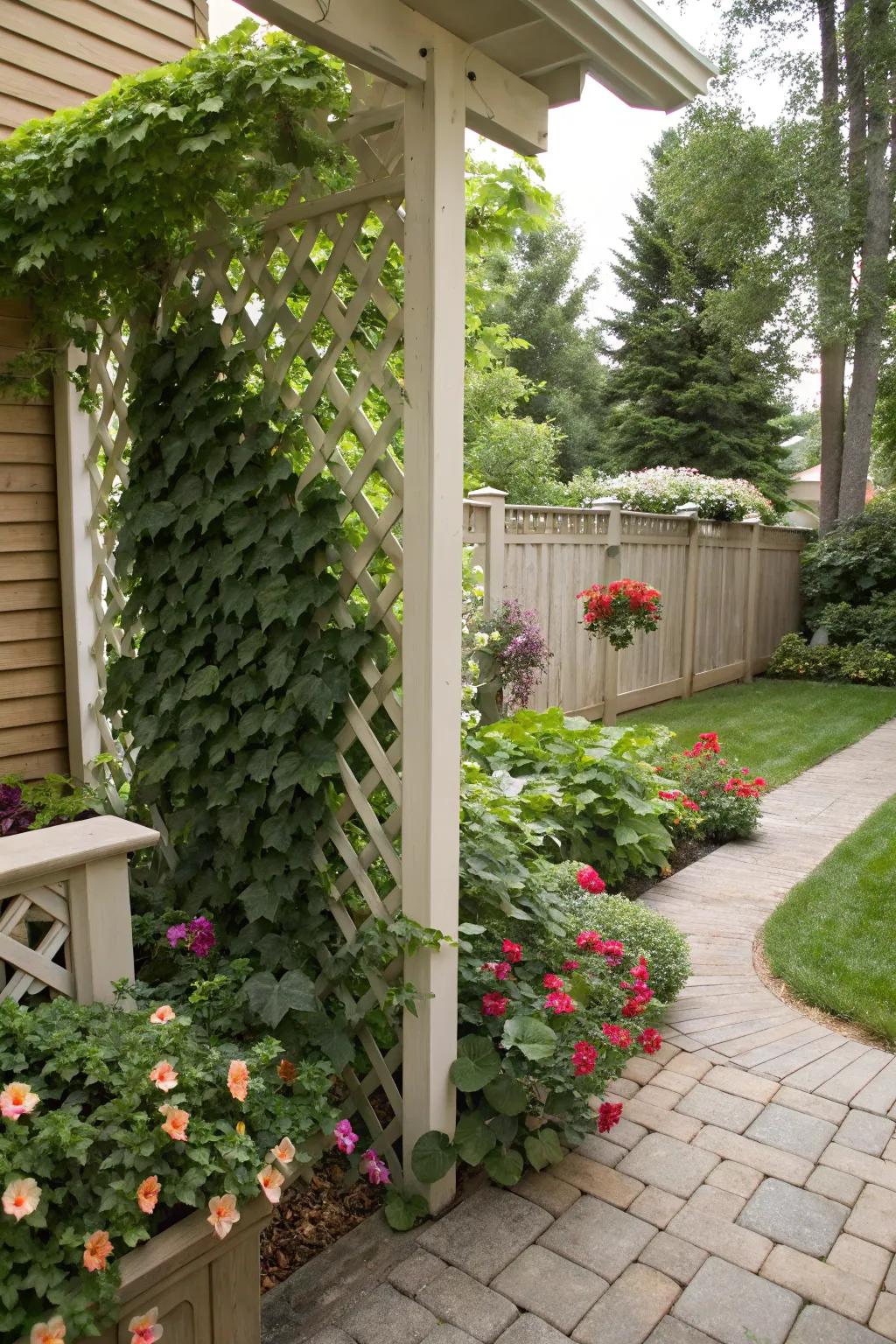 Achieve seclusion with flair utilizing trellis displays.