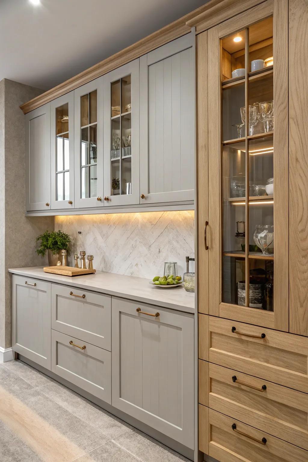 Mixed materials append texture and intrigue to the kitchen.