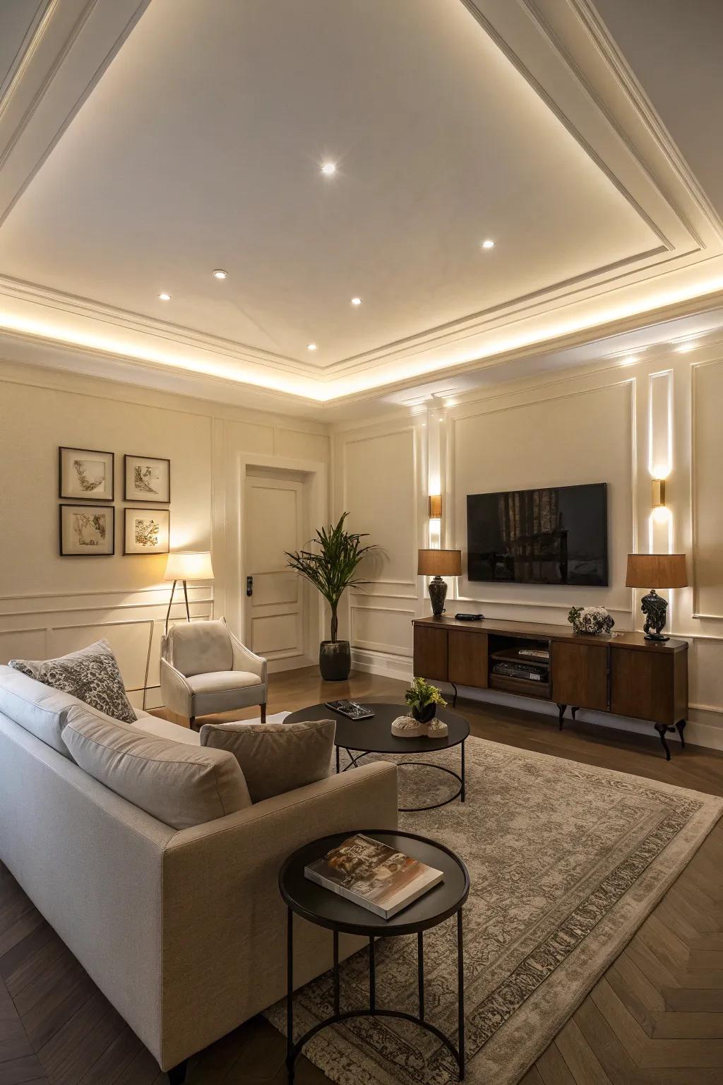 Ethereal depth effect crown molding offers subtle sophistication.