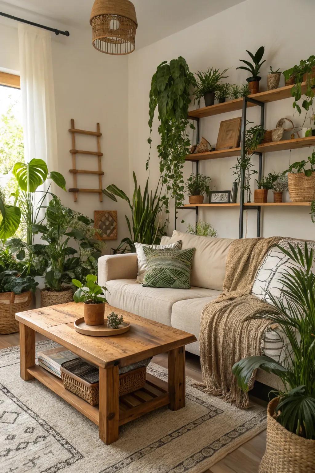 Natural elements bring life and warmth to your living room photos.