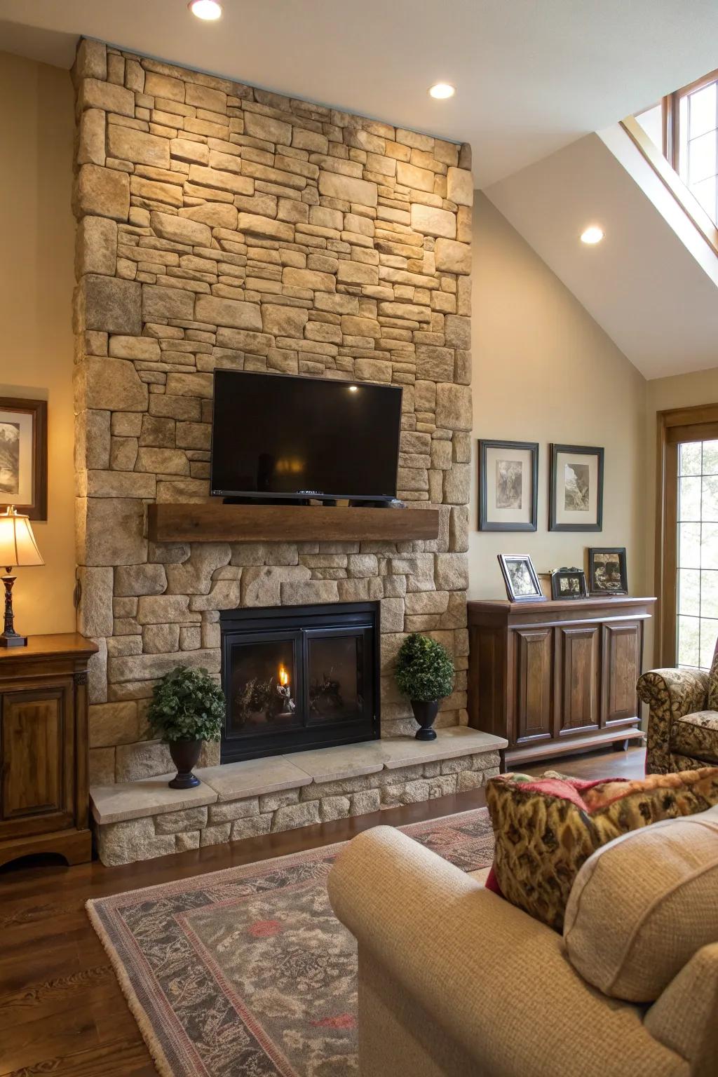 Textured walls bring dimension and visual interest to the area.