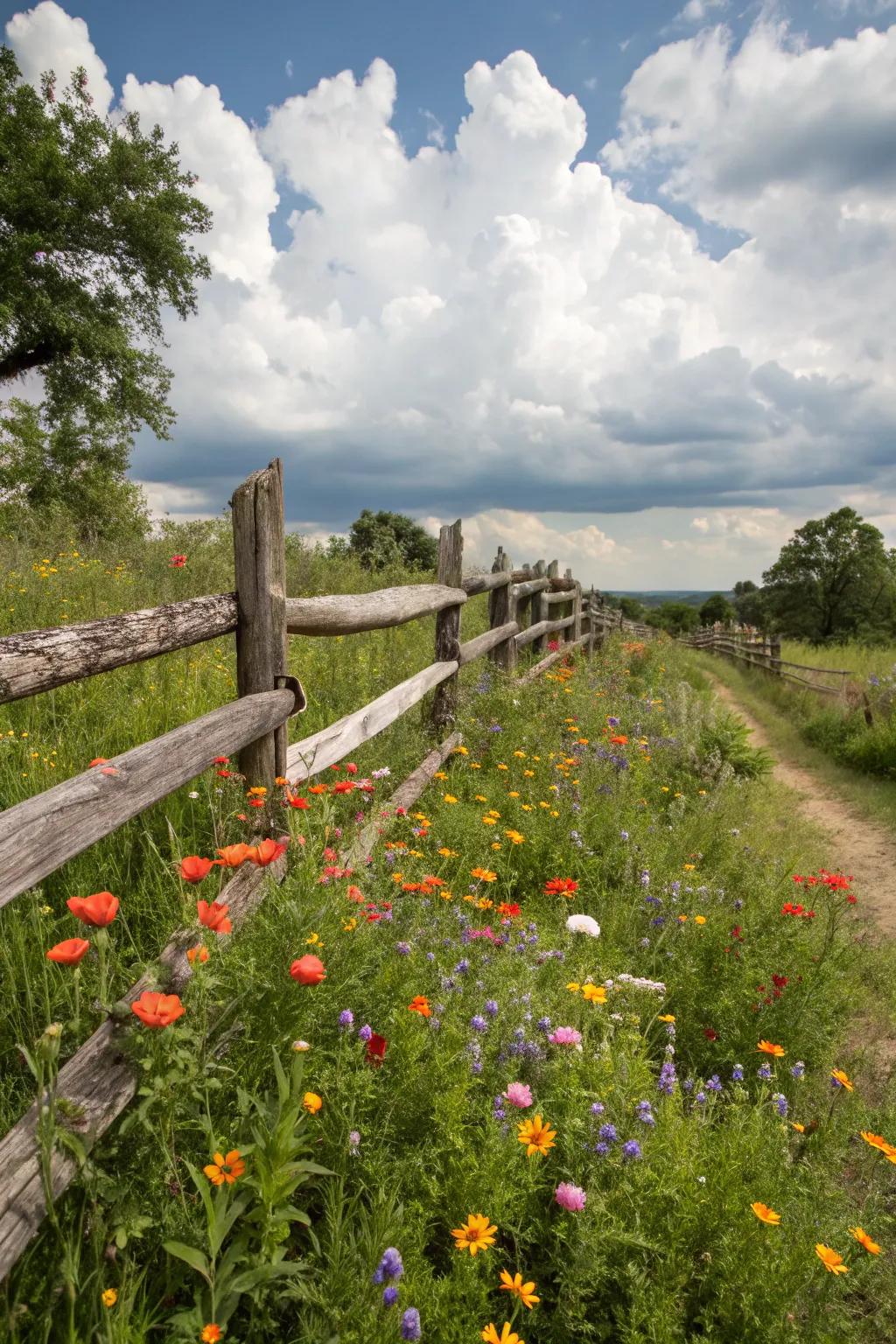 Infuse rustic elegance with a simple split rail fence.