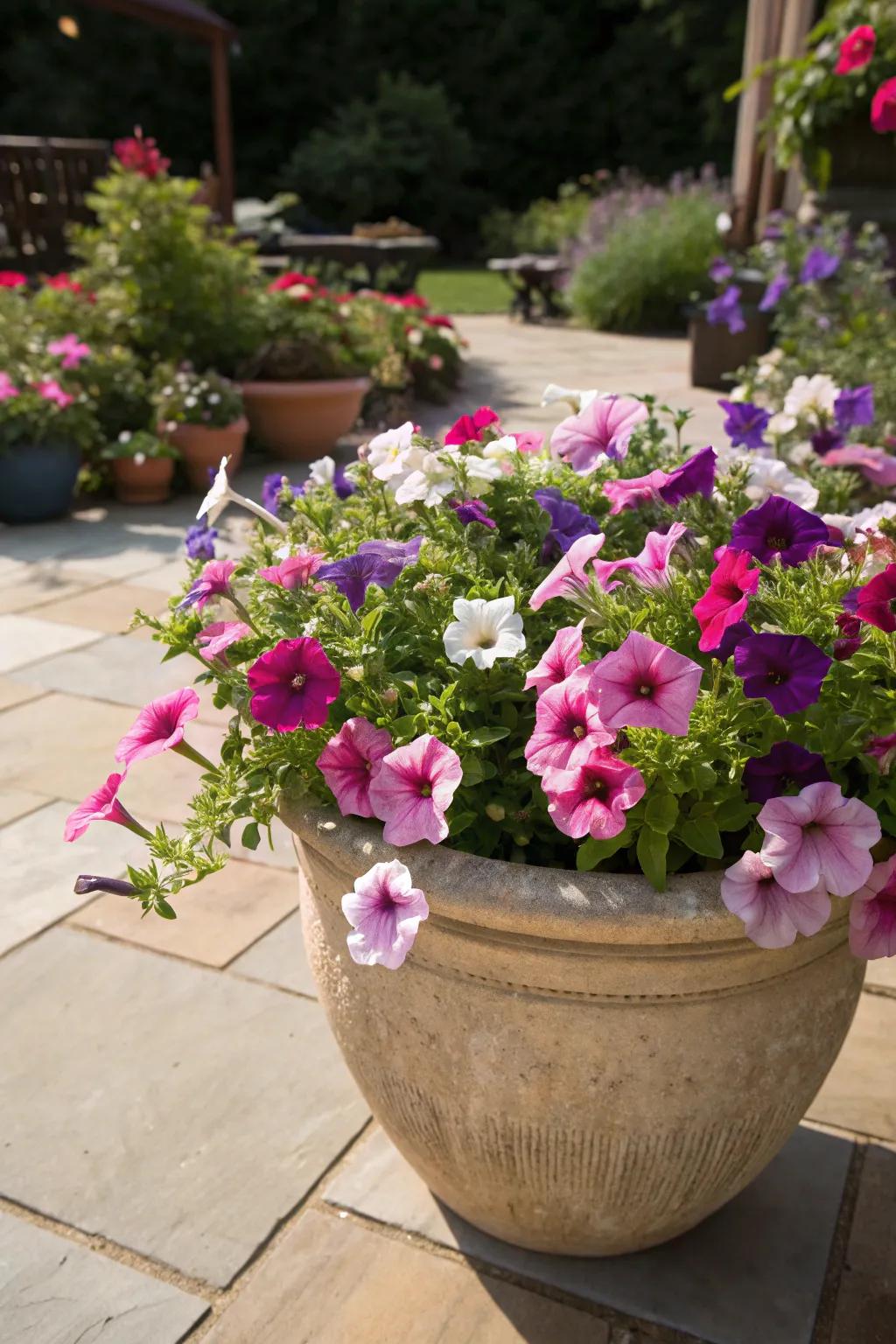 Trumpet flowers delivering an explosion of color under the sun.