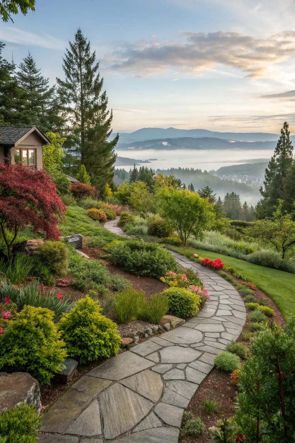 Stone pathways are stylish and practical.