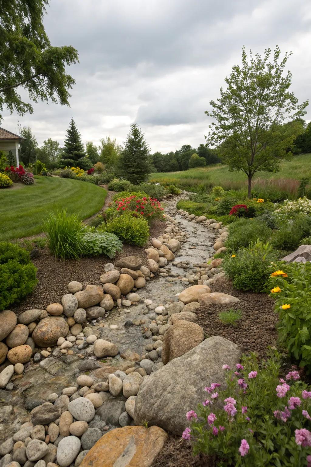 Improve your garden's drainage with a gorgeous dry streambed.