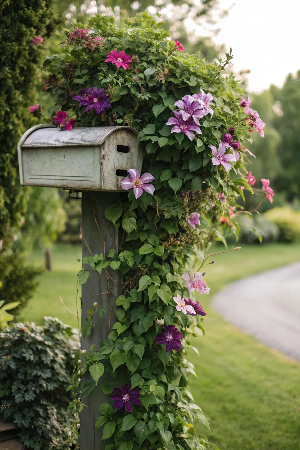 A vertical garden transforms a plain mailbox into an abundant, living work of art.
