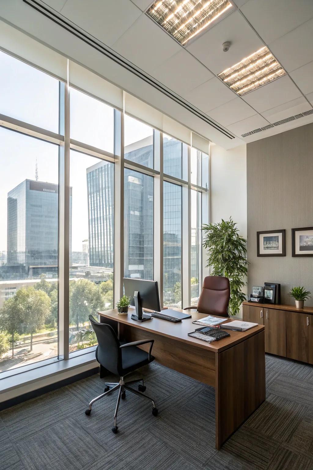Sunlight enriches the ambiance and enhances productivity within your office.