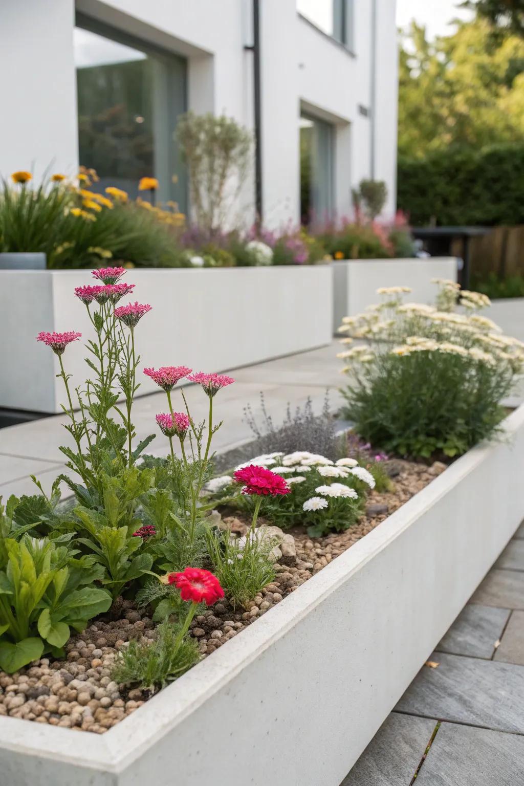 Understated and elegant, a minimalist flower bed exudes sophistication.