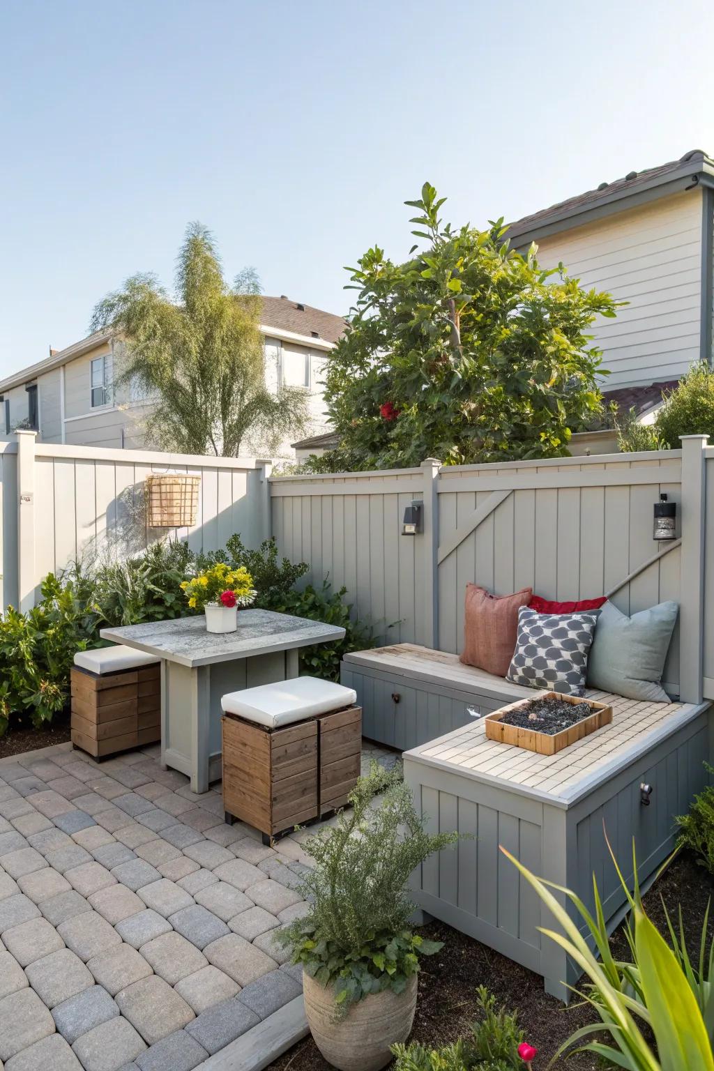 Furniture that serves multiple purposes helps keep your backyard tidy.