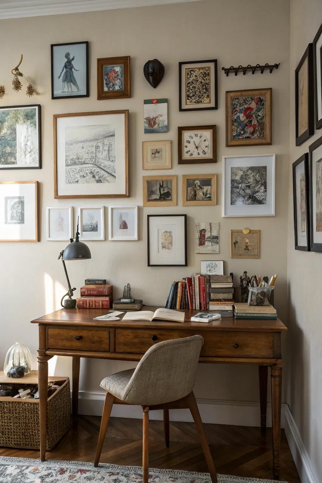 Personal touches transform a workspace into a unique haven.