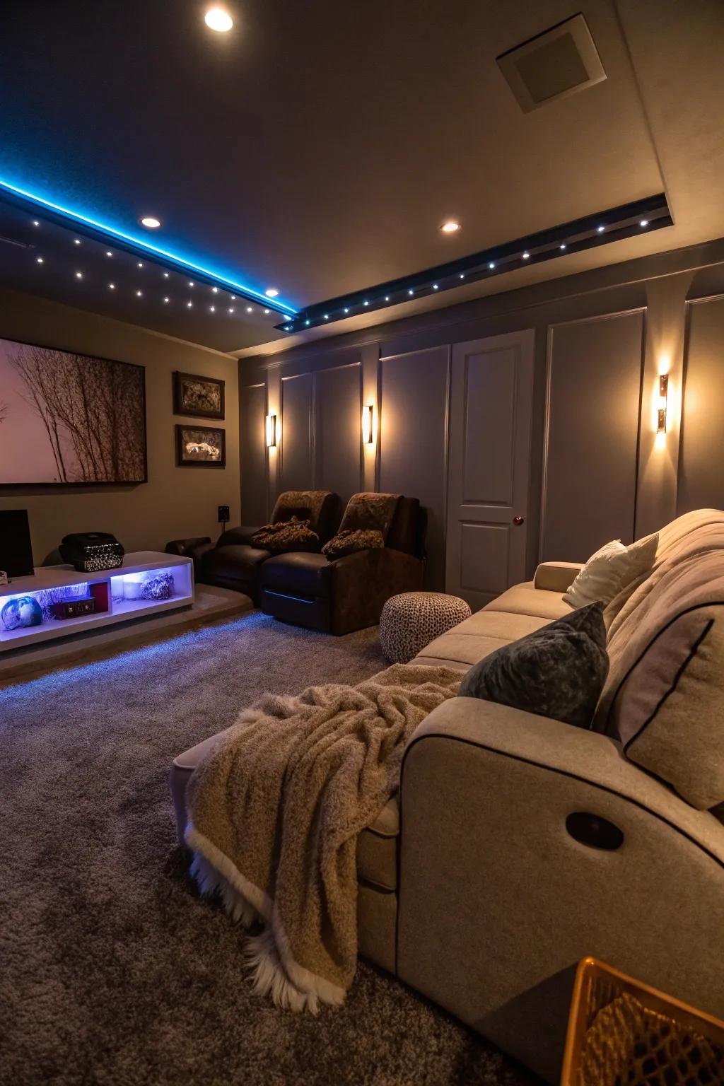 Ambient lighting makes the perfect movie-watching atmosphere.