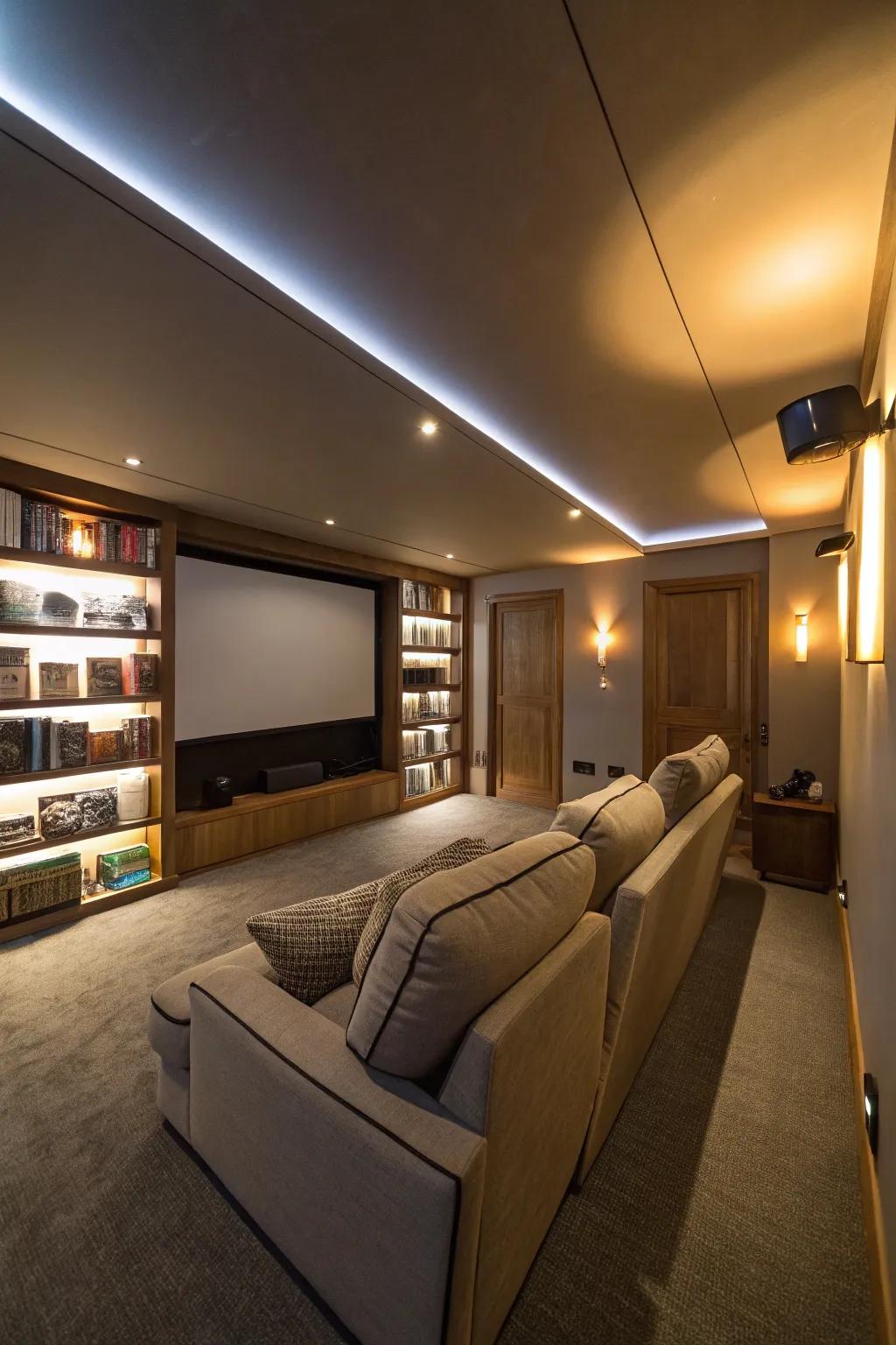 Ambient lighting sets the perfect mood for movie nights.