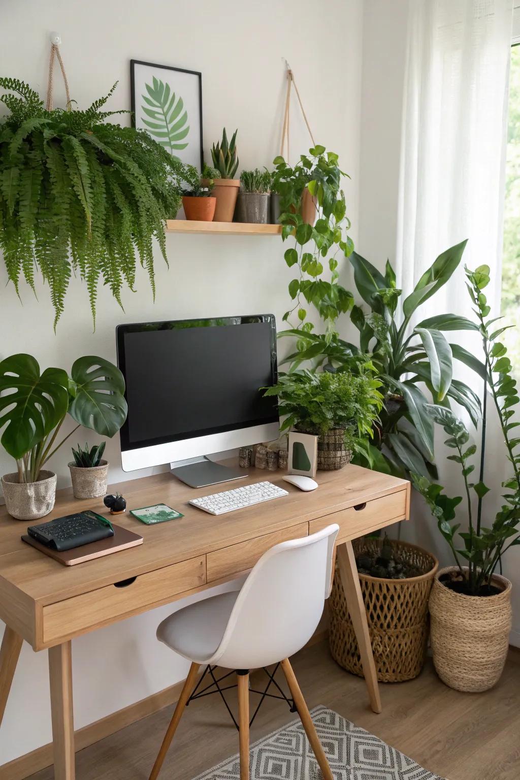 Plants introduce a refreshing vibe to any office.