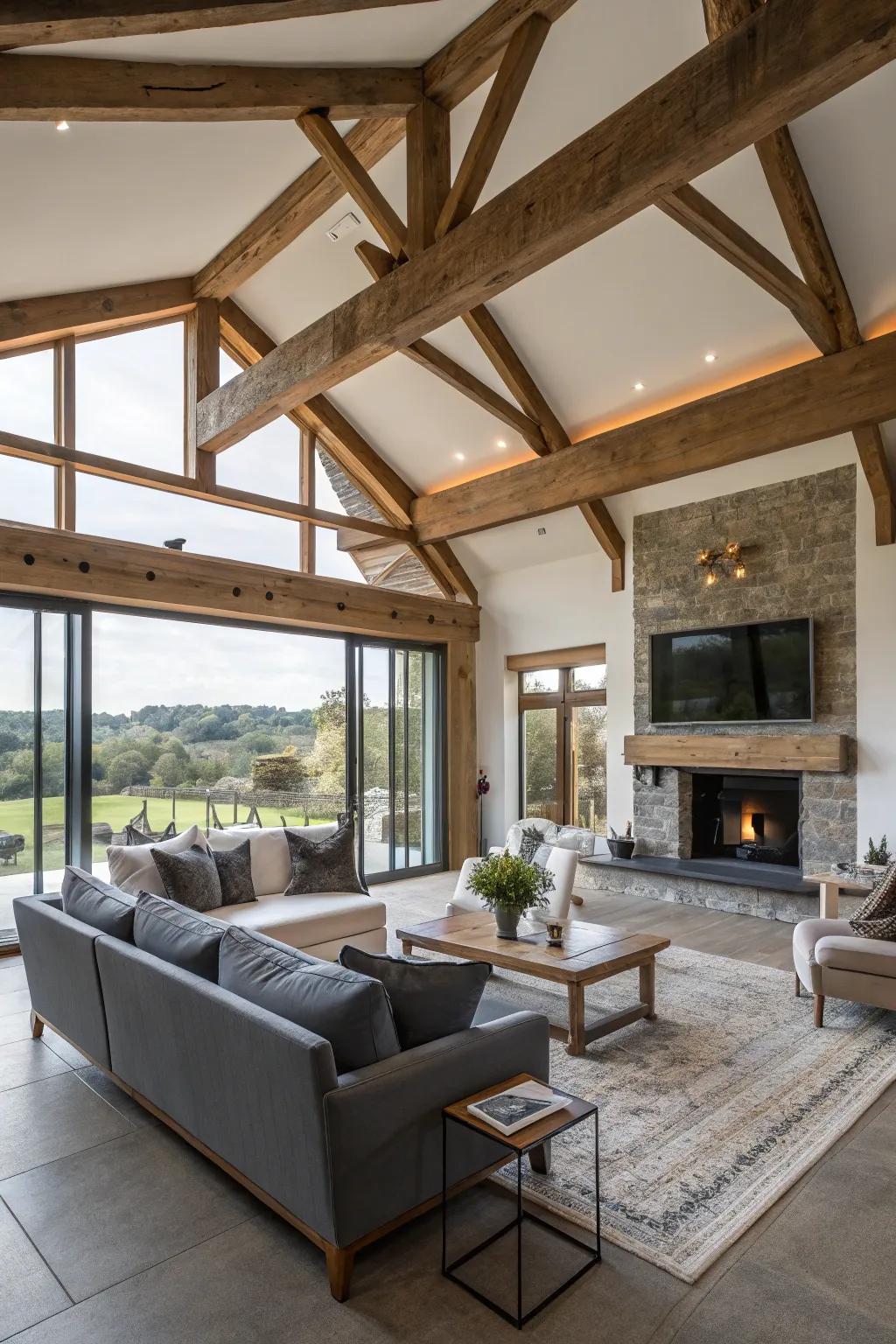 A perfect blend of modern and rustic elements adds character.