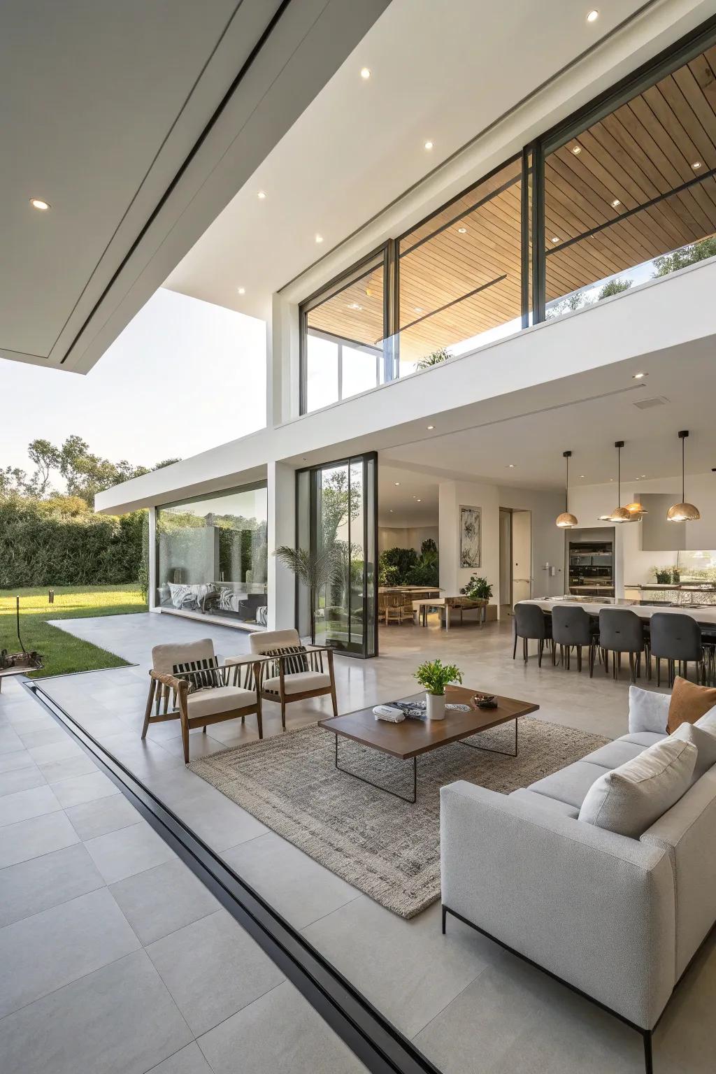 The minimalist theme focuses on crisp lines and spaciousness.