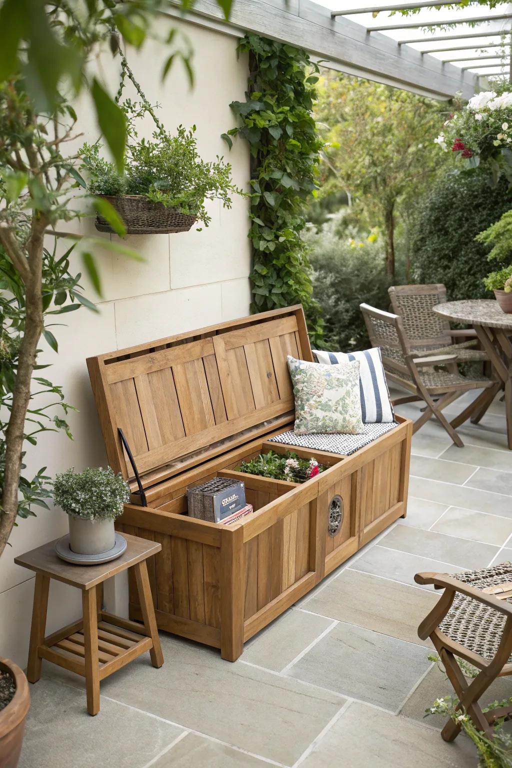 A practical storage bench that offers seating and space-saving solutions.