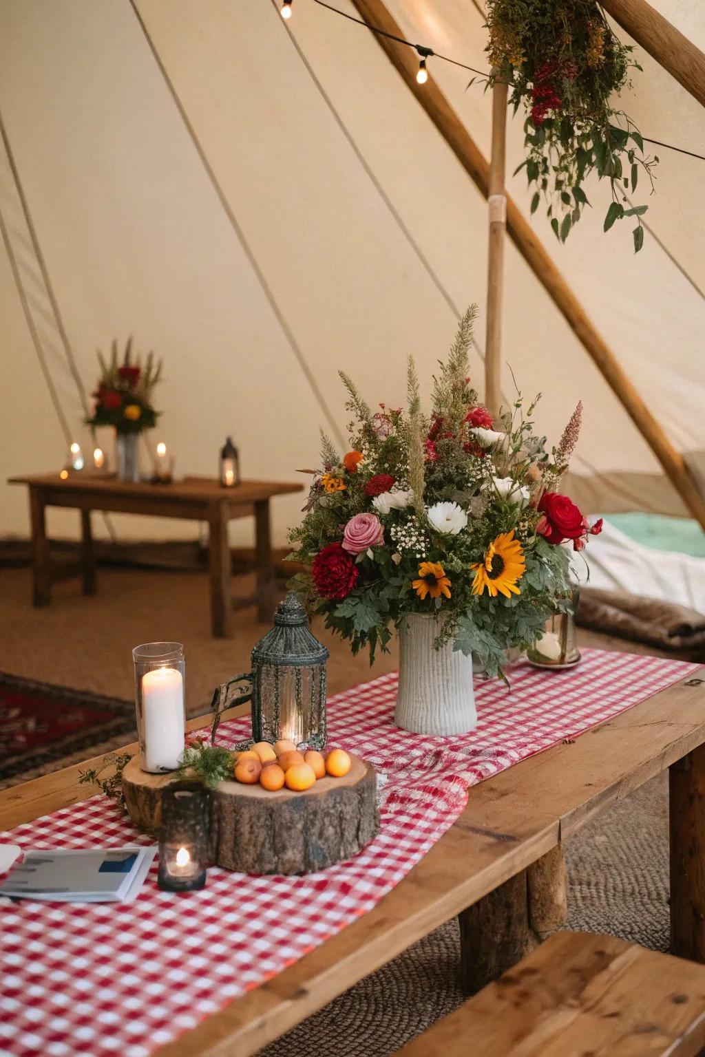 Wooden elements add a touch of rustic elegance.