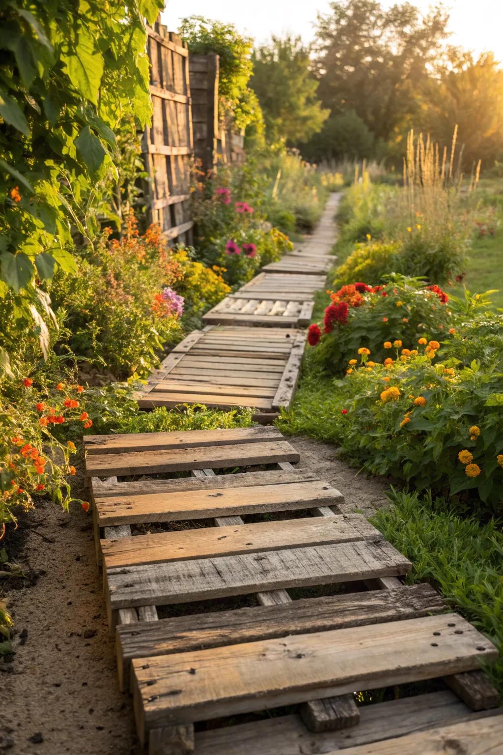 Craft your garden's charm with a striking pallet pathway.