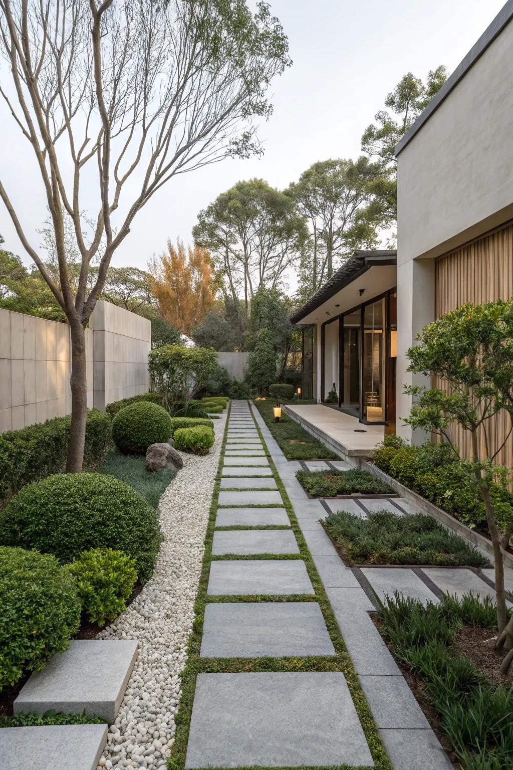 Sleek lines and simplicity create a captivating modern landscape.
