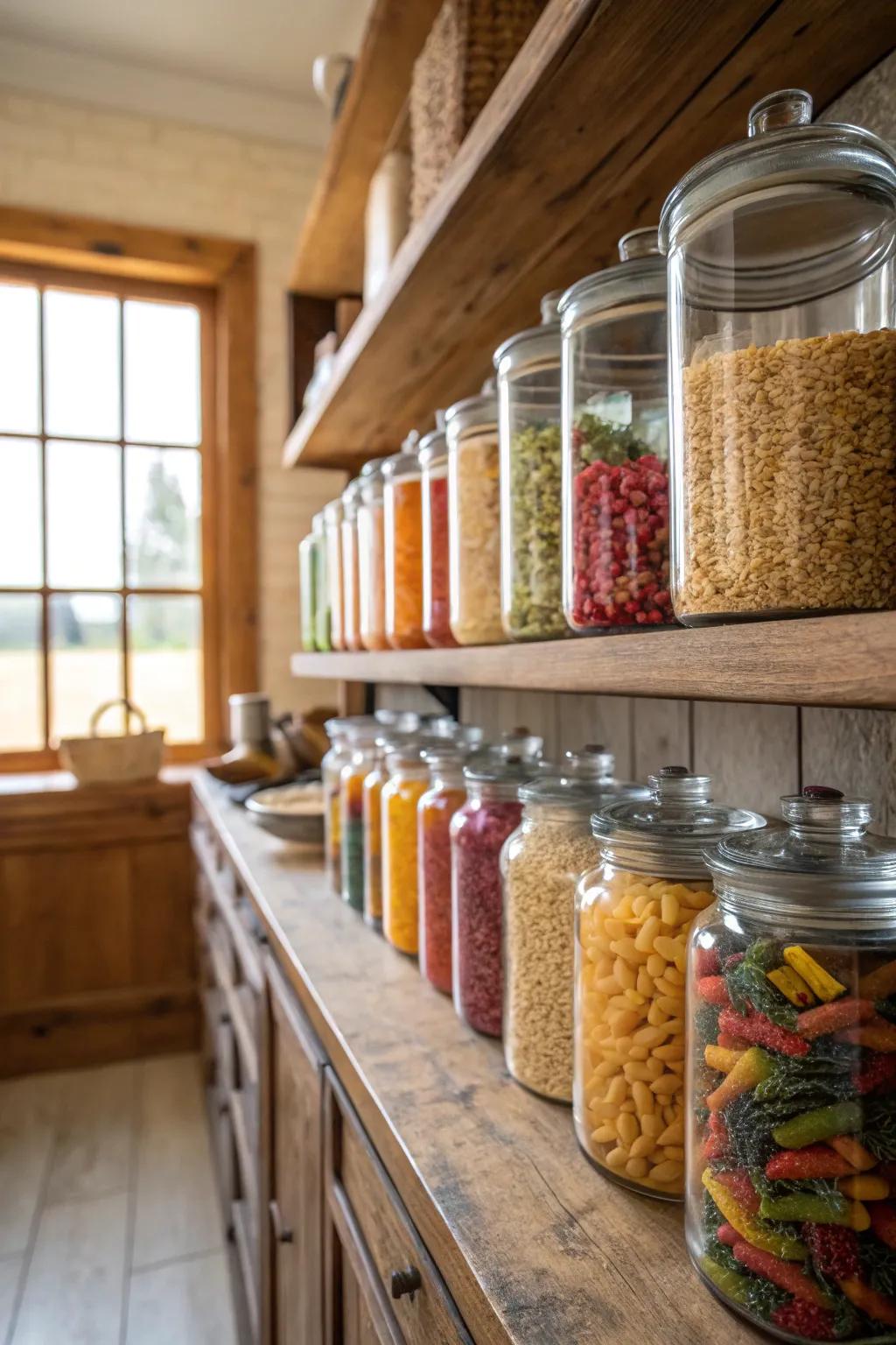 Glass jars bring both style and clarity to your pantry.