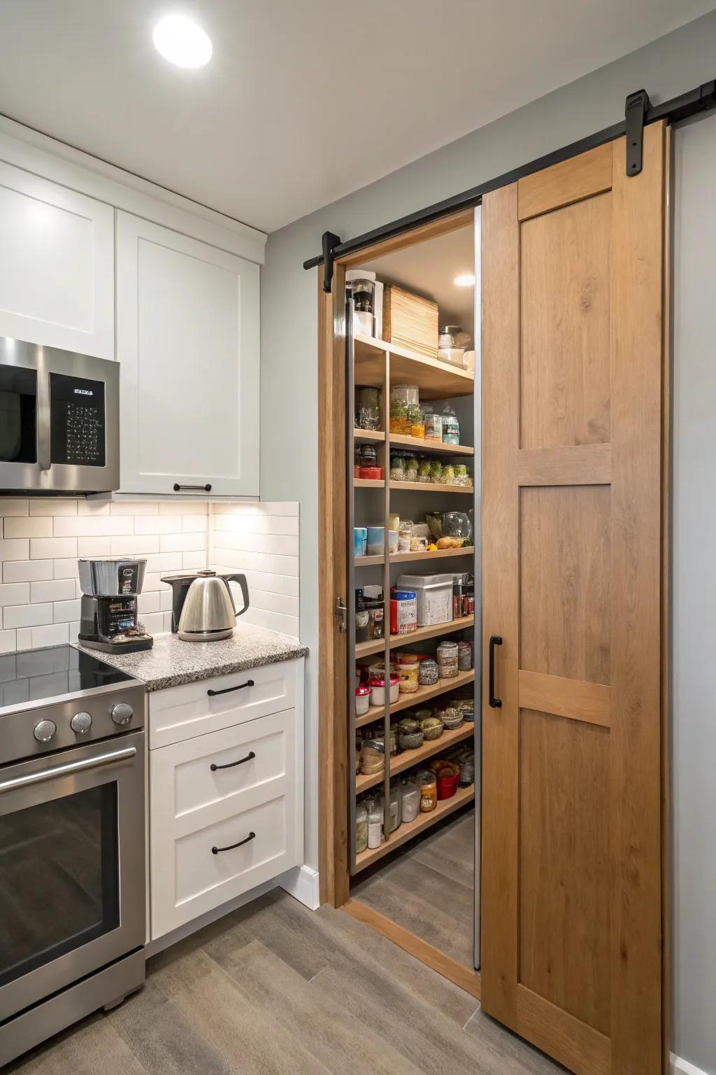 Wall-recessed doors work wonders in small kitchens, optimizing space with ease.